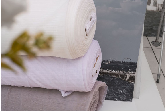 Тюль фатин пліссе Avene TFP-9019 молочний