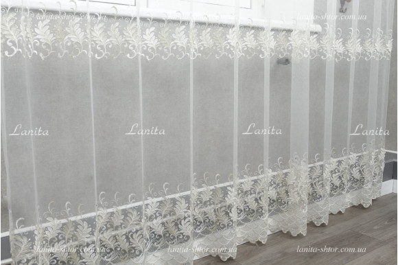 Тюль фатин зі стразами Agila TFV-1727 відріз 4,7 метри