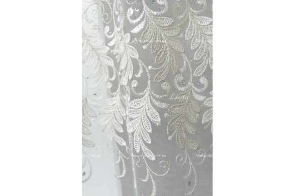 Тюль фатин зі стразами Agila TFV-1727 відріз 4,7 метри