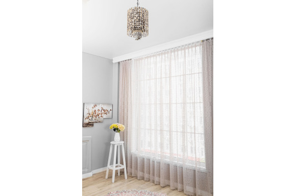 Тюль гипюр Jadore JY-9035 серо-бежевый