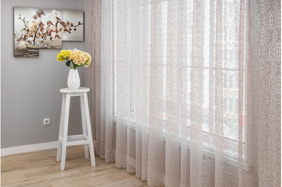 Тюль гипюр Jadore JY-9035 серо-бежевый