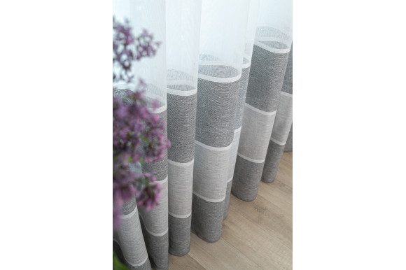 Тюль льон-сітка в смужку Agiva TLP-9038 темно-сірий