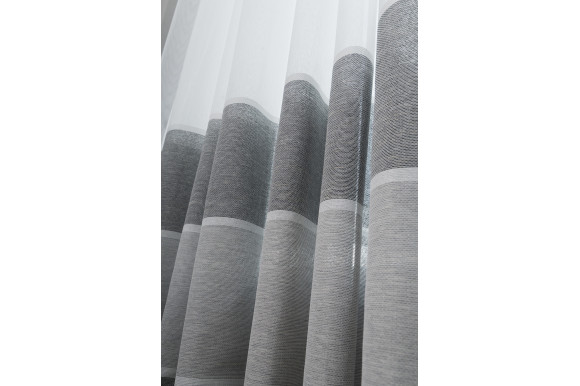 Тюль льон-сітка в смужку Agiva TLP-9038 темно-сірий