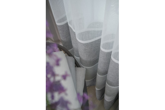 Тюль льон-сітка в смужку Agiva TLP-9038 темно-сірий