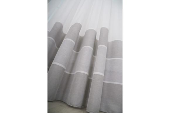 Тюль лен-сетка в полоску Agiva TLP-9040 светло-серый