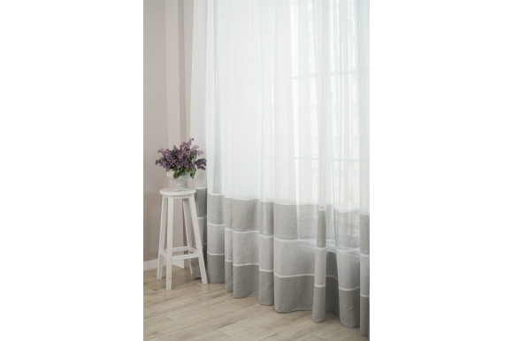Тюль лен-сетка в полоску Agiva TLP-9040 светло-серый