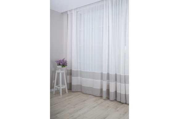 Тюль лен-сетка в полоску Agiva TLP-9040 светло-серый