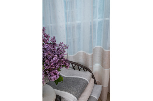 Тюль лен-сетка в полоску Agiva TLP-9041 тёмный беж