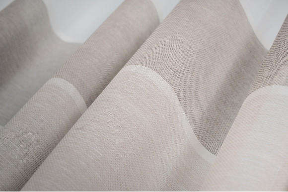 Тюль лен-сетка в полоску Agiva TLP-9041 тёмный беж