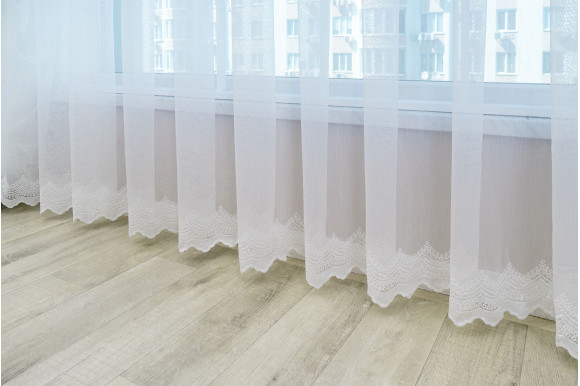 Тюль бамбук з вишивкою Antica TBV-9043 білий Тюль бамбук з вишивкою Antica TBV-9043 білий