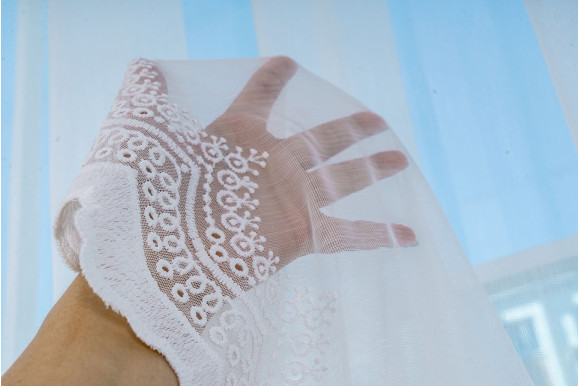 Тюль бамбук з вишивкою Antica TBV-9043 білий