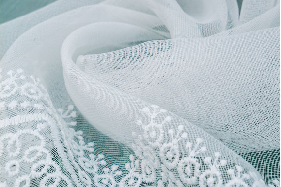Тюль бамбук з вишивкою Antica TBV-9043 білий Тюль бамбук з вишивкою Antica TBV-9043 білий