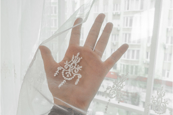 Тюль фатин з вишивкою Manelle TFV-9044 молочний