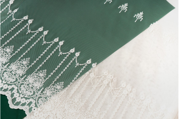 Тюль фатин з вишивкою Manelle TFV-9044 молочний