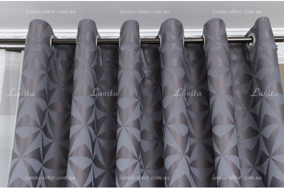 Готові штори жаккард Kevyn GS-6611 сіро-бузкові 2,70м/2*2,0м