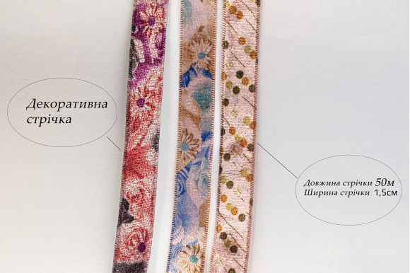 Тесьма декоративная бархатная TD-9118 1,5см/50м Тесьма декоративная бархатная TD-9118 1,5см/50м