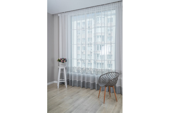 Тюль льон-сітка з вишивкою Alissa TLV-9146 сірий