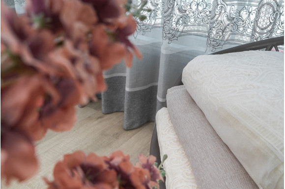 Тюль льон-сітка з вишивкою Alissa TLV-9146 сірий