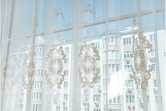 Тюль фатин з вишивкою TFV-9151