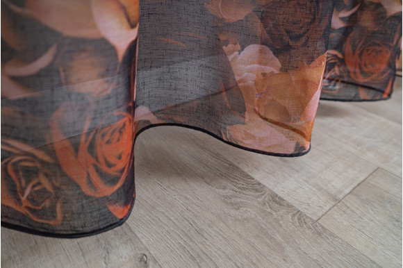 Тюль льон з принтом Троянди TLP-9154