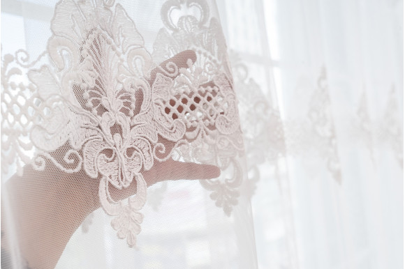 Тюль грек фатин з вишивкою Clarena TGV-9157 молочний