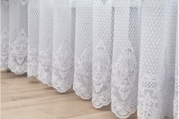 Тюль грек фатин с вышивкой Clarena TGV-9158 белый