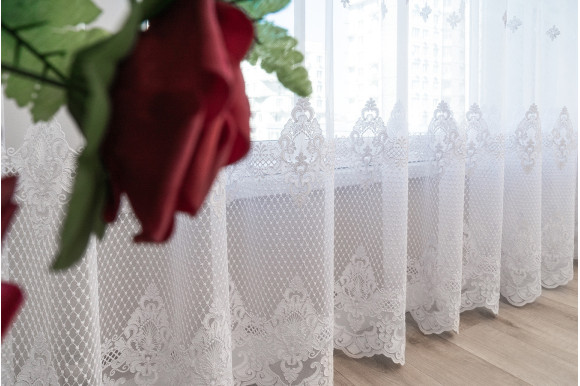 Тюль грек фатин с вышивкой Clarena TGV-9158 белый