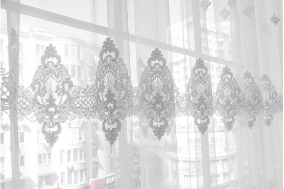 Тюль грек фатин с вышивкой Clarena TGV-9158 белый