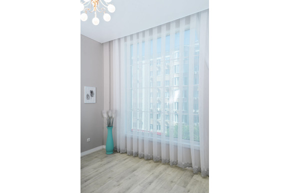 Тюль бамбук с вышивкой Antica TBV-9169 серый