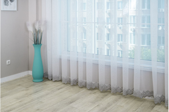 Тюль бамбук с вышивкой Antica TBV-9169 серый