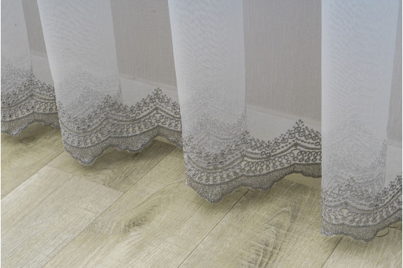 Тюль бамбук с вышивкой Antica TBV-9169 серый