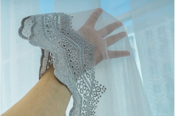 Тюль бамбук с вышивкой Antica TBV-9169 серый