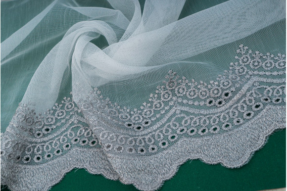 Тюль бамбук с вышивкой Antica TBV-9169 серый
