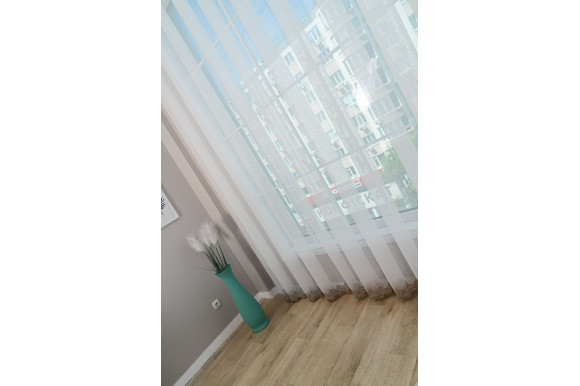 Тюль бамбук з вишивкою Antica TBV-9178 темно-бежевий