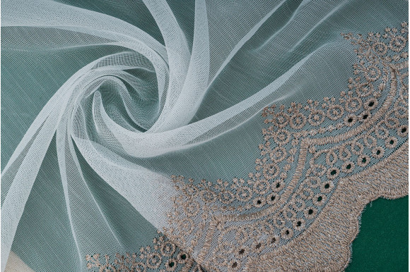 Тюль бамбук з вишивкою Antica TBV-9178 темно-бежевий