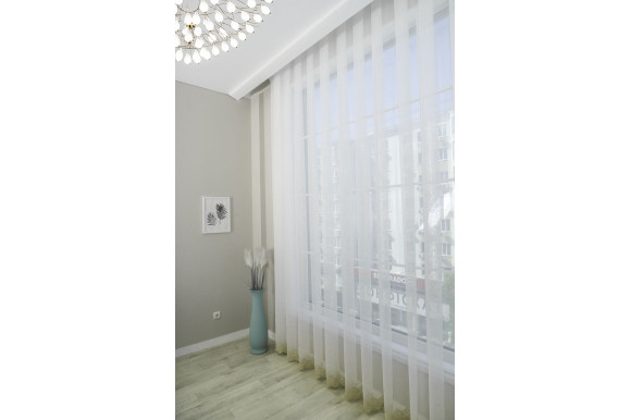 Тюль бамбук з вишивкою Antica TBV-9179 золотистий Тюль бамбук з вишивкою Antica TBV-9179 золотистий