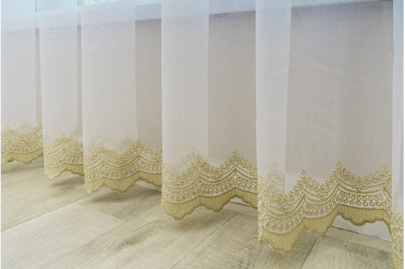Тюль бамбук з вишивкою Antica TBV-9179 золотистий