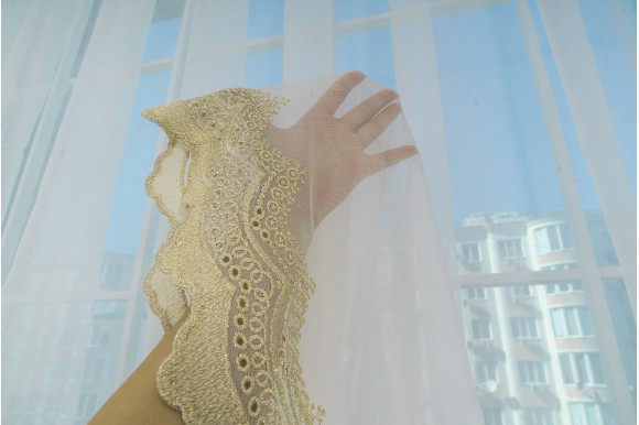 Тюль бамбук з вишивкою Antica TBV-9179 золотистий Тюль бамбук з вишивкою Antica TBV-9179 золотистий