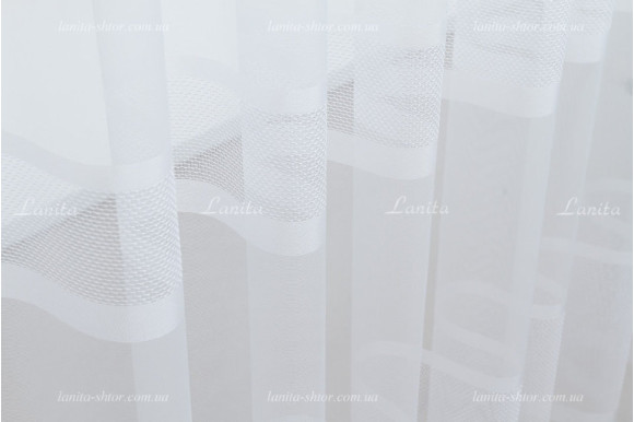 Готовый тюль фатин в полоску Mugler белый GT-9180 2,49м/5,0м