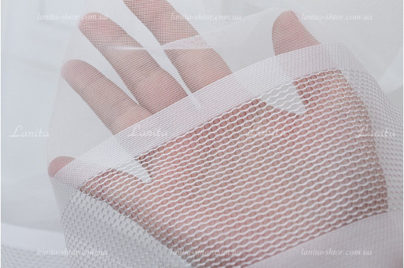 Готовый тюль фатин в полоску Mugler белый GT-9180 2,49м/5,0м