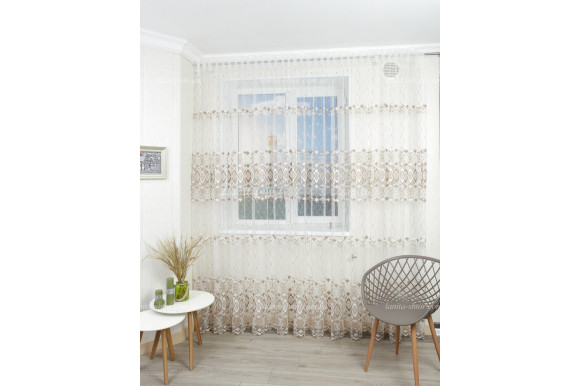 Готовий тюль фатин з вишивкою Veneta GT-9181 2,60м/3,0м