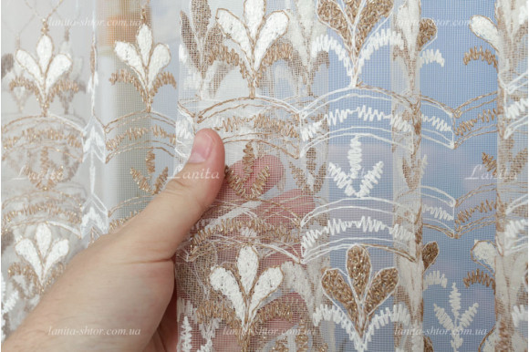 Готовий тюль фатин з вишивкою Veneta GT-9181 2,60м/3,0м