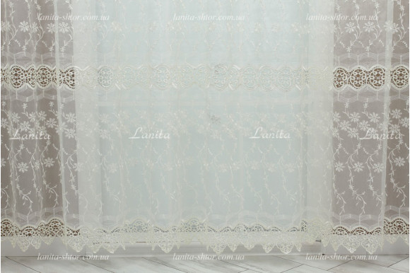 Готовий тюль кристалон GT-9182 молочний 2,35м/6,0м