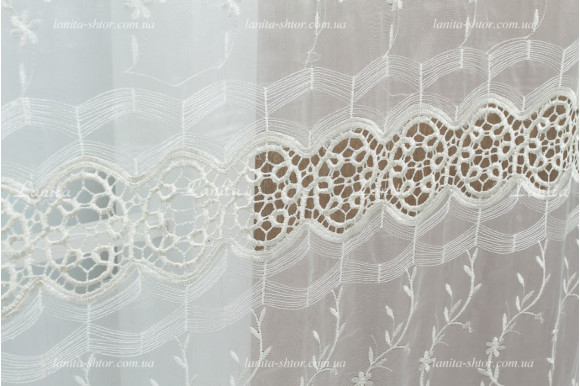 Готовий тюль кристалон GT-9182 молочний 2,35м/6,0м