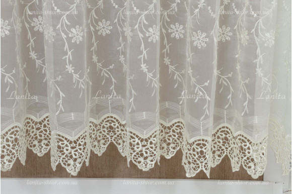 Готовий тюль кристалон GT-9182 молочний 2,35м/6,0м