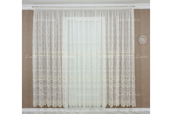 Готовий тюль кристалон GT-9182 молочний 2,35м/6,0м