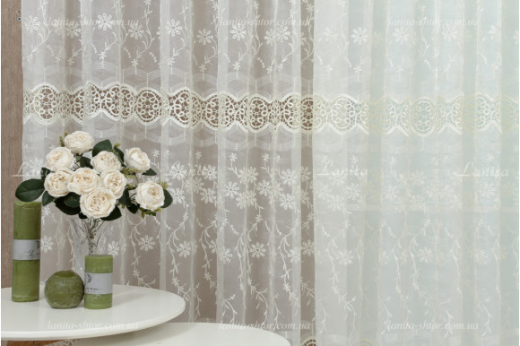 Готовий тюль кристалон GT-9182 молочний 2,35м/6,0м