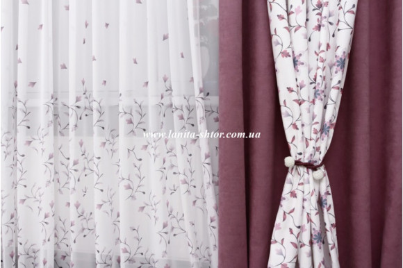 Готовий тюль креп-шифон Venza GT-9186 2,60м/3,50м