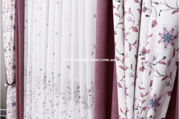 Готовий тюль креп-шифон Venza GT-9186 2,60м/3,50м