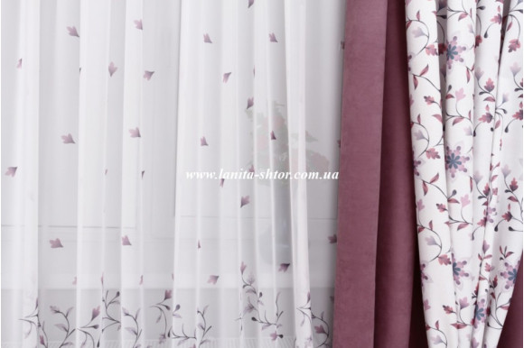 Готовий тюль креп-шифон Venza GT-9186 2,60м/3,50м